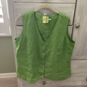 Luna Luz green linen vest, Size L